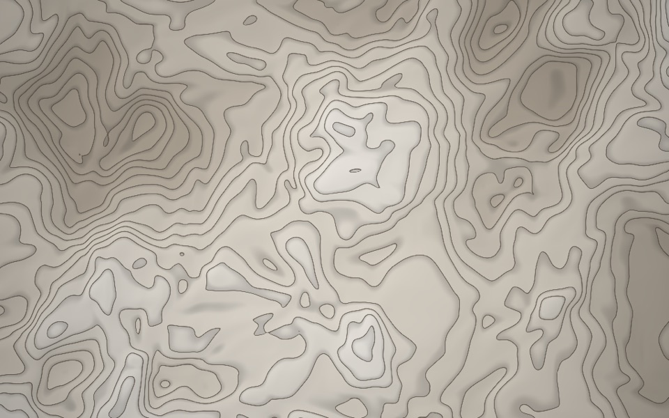 Mapa topográfico em tons de marfim e areia com curvas de nível finas em cinza