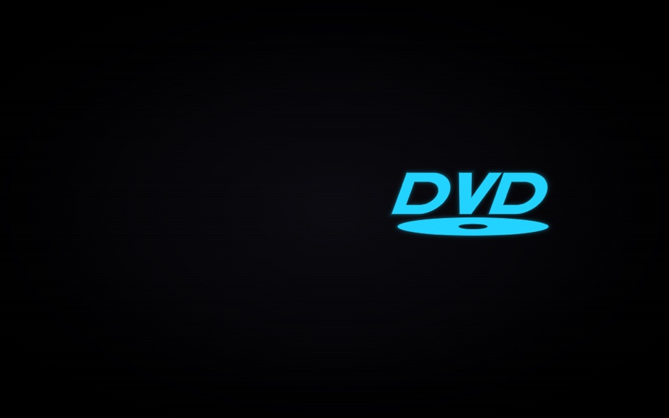 Logo retrô azul-ciano de disco flutuando sobre um fundo quase preto
