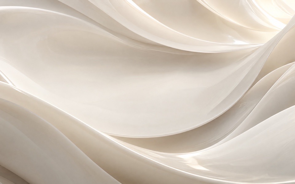 Camadas curvas de porcelana marfim lisa e brilhante em ondas suaves